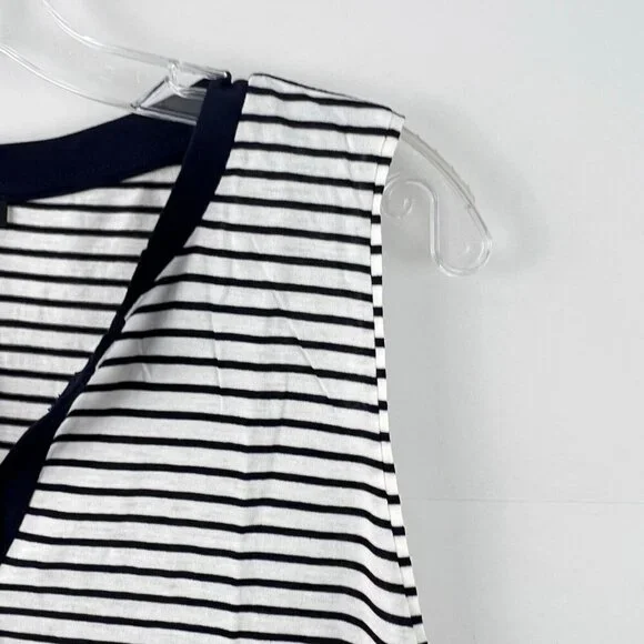 Talbots Womens Petites XL White Blue Stripped Sleeveless Tencel Blend NWT - Picture 3 of 6